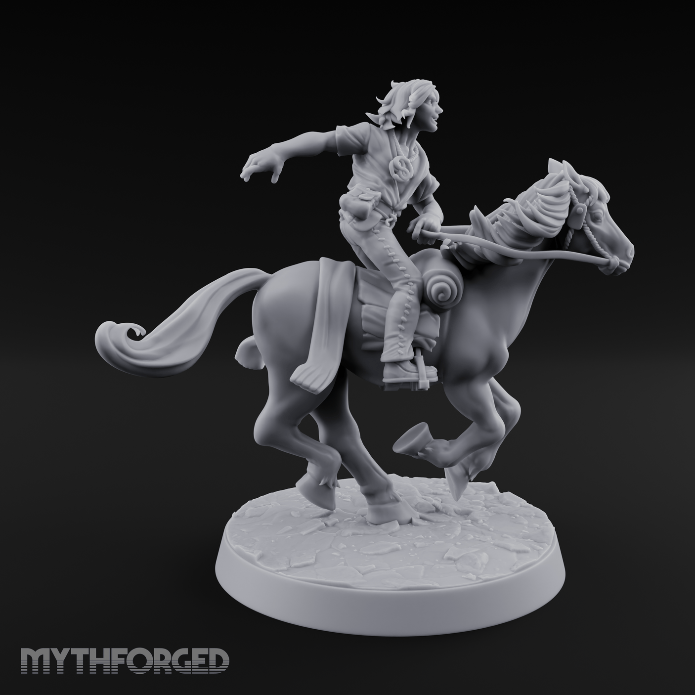 Wind-Swept Galloping Human Rider Miniature for Dungeons and Dragons, Pathfinder or other TTRPGs