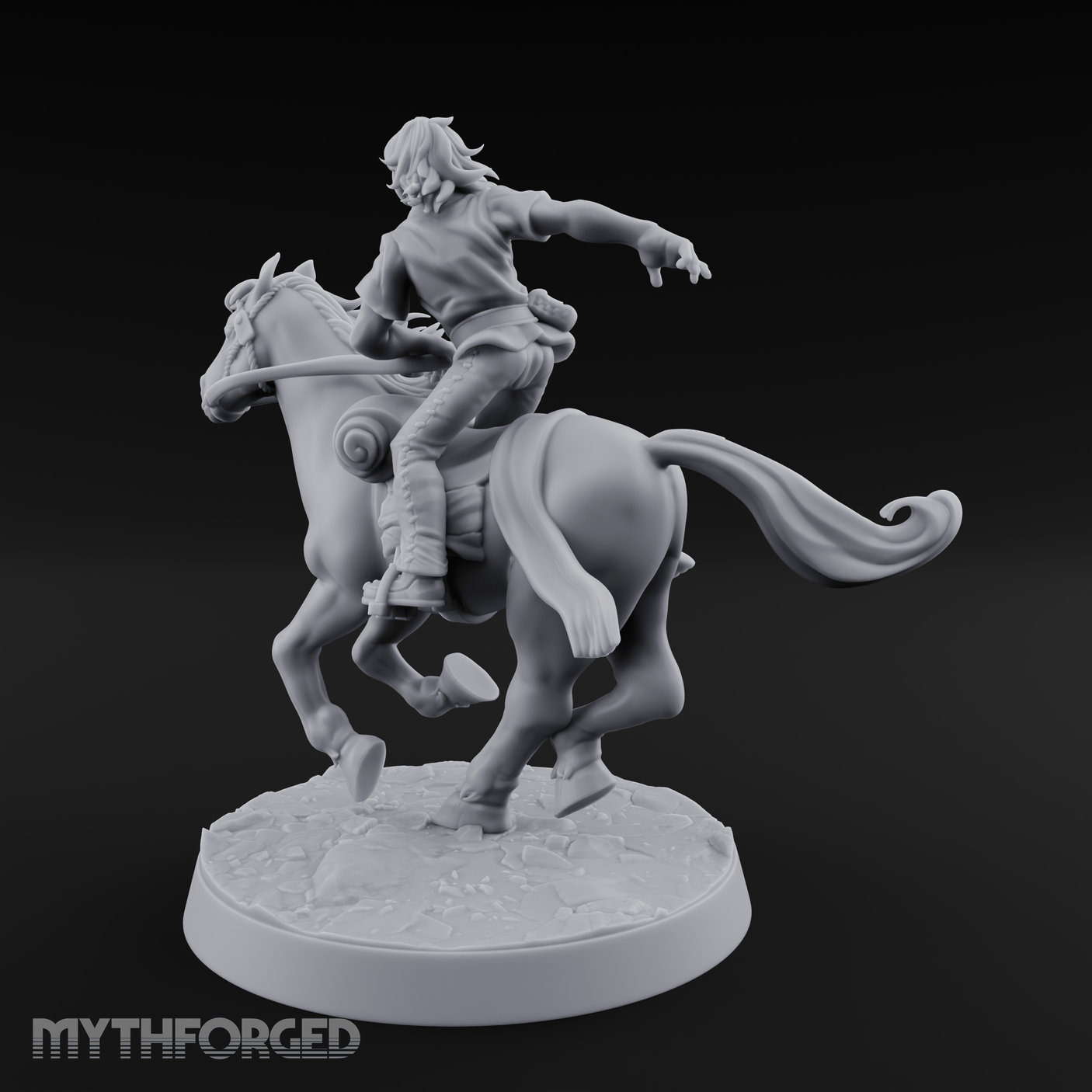Wind-Swept Galloping Human Rider Miniature for Dungeons and Dragons, Pathfinder or other TTRPGs