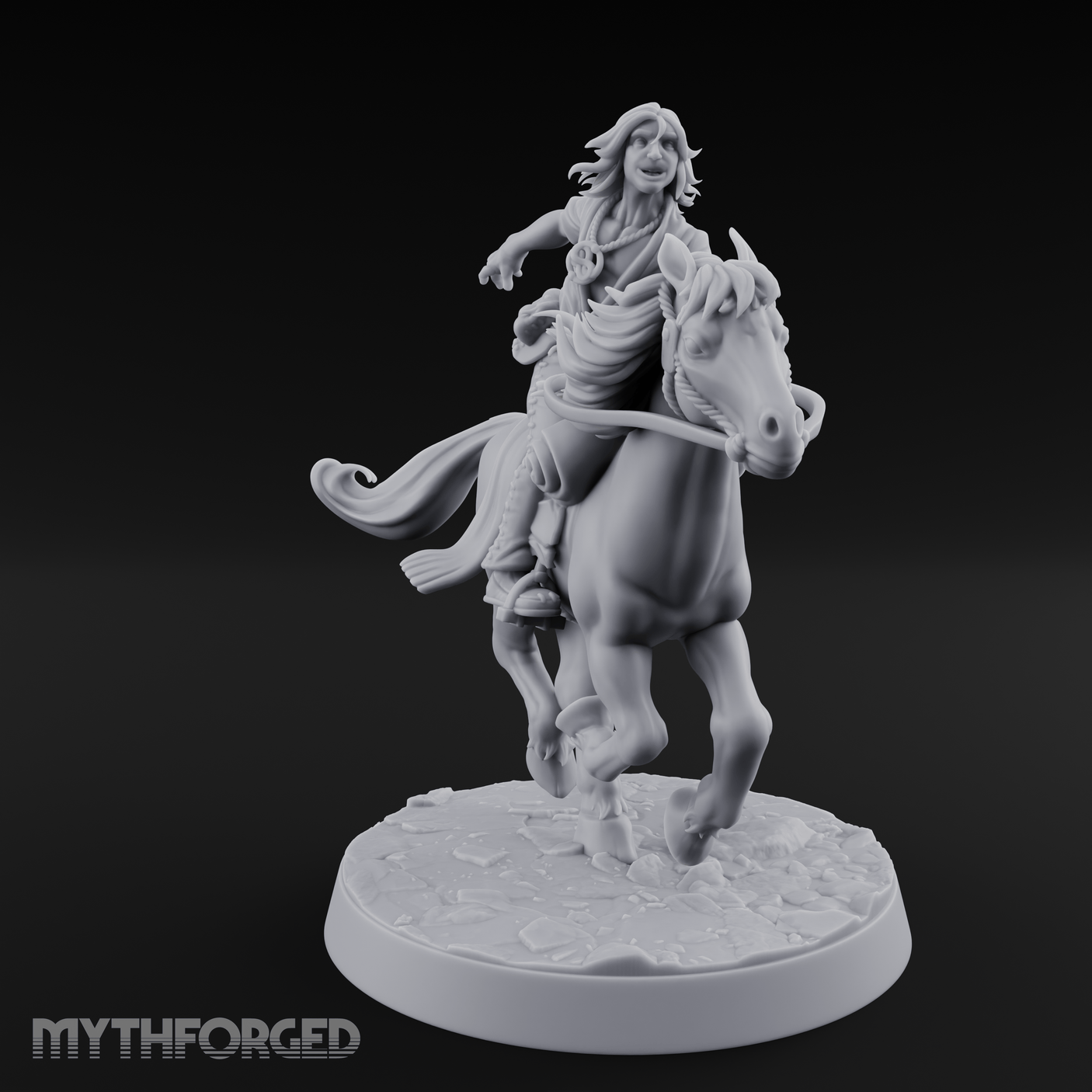 Wind-Swept Galloping Human Rider Miniature for Dungeons and Dragons, Pathfinder or other TTRPGs