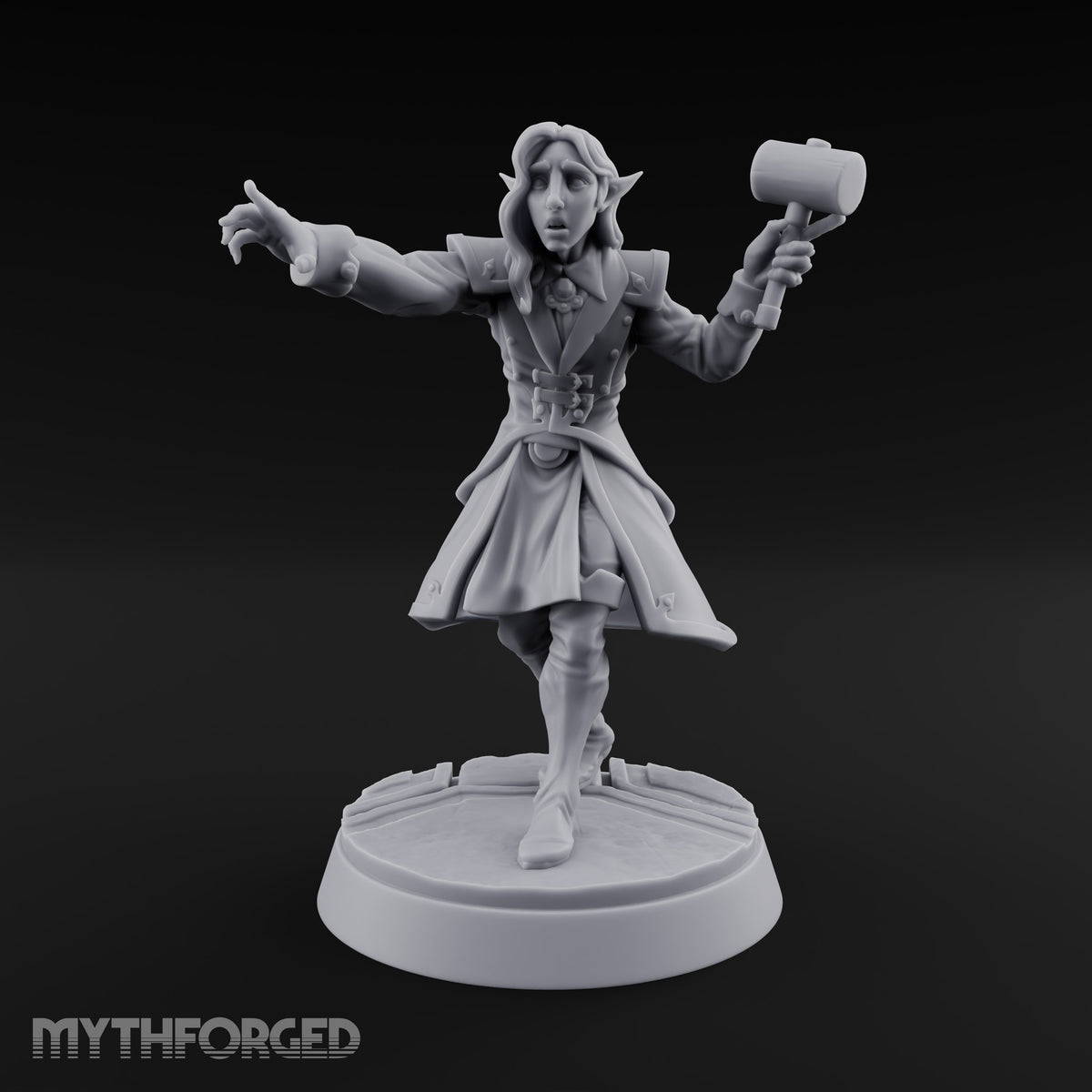 Bid Withdrawn in Panic Elf Male Auctioneer with Mallet and Long Coat