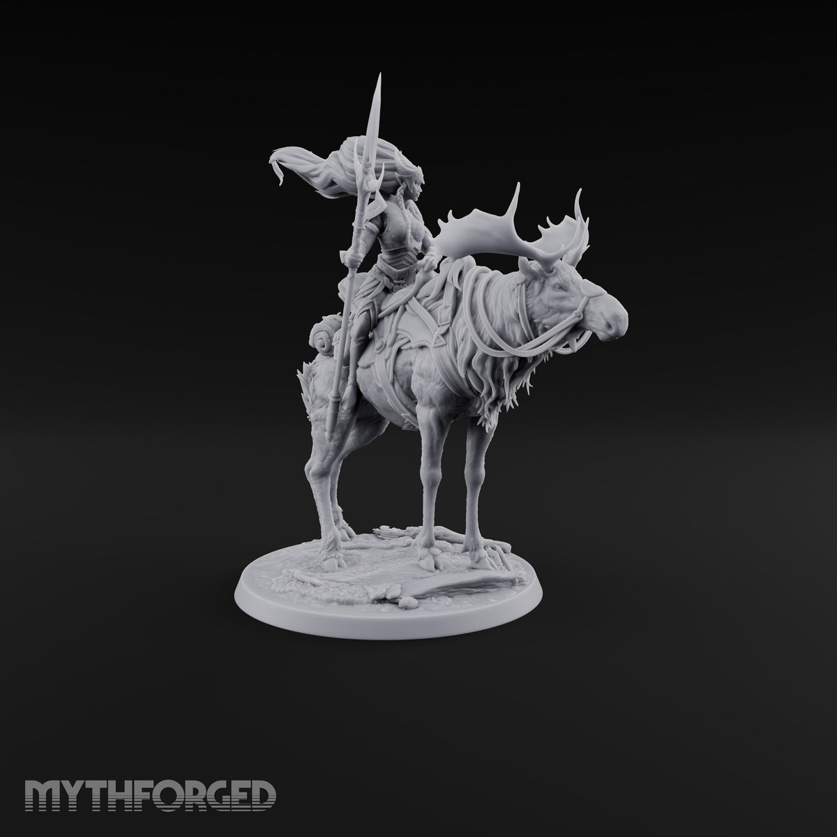 Riding Out Under Northern Lights Elf Elk Riders — A