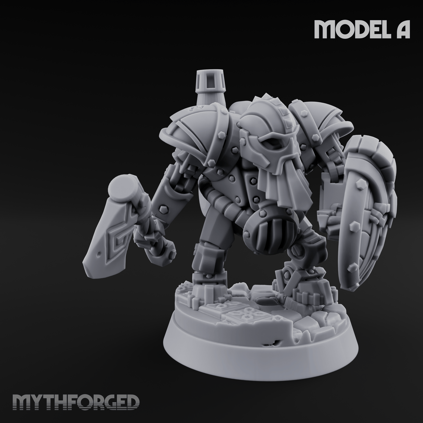 Shell Plated Striding Mech Dwarf Warriors A Miniature for Dungeons and Dragons, Pathfinder or other TTRPGs