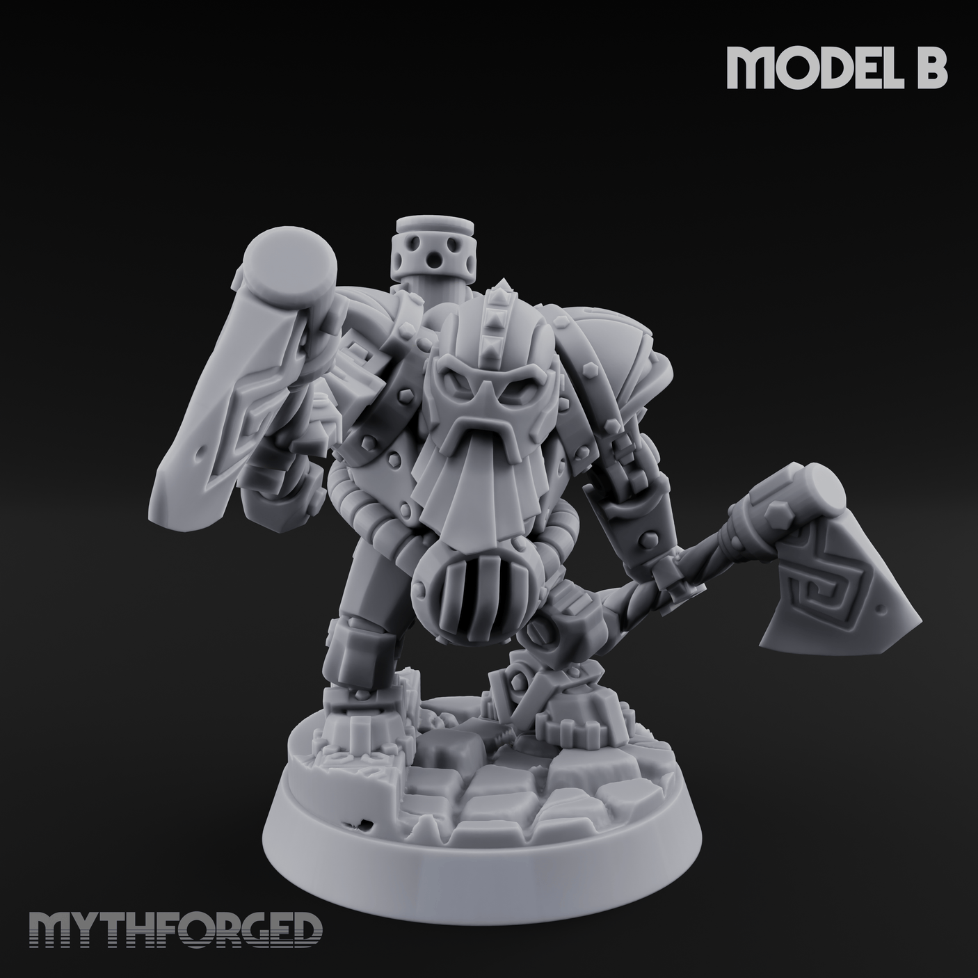 Shell Plated Striding Mech Dwarf Warriors B Miniature for Dungeons and Dragons, Pathfinder or other TTRPGs