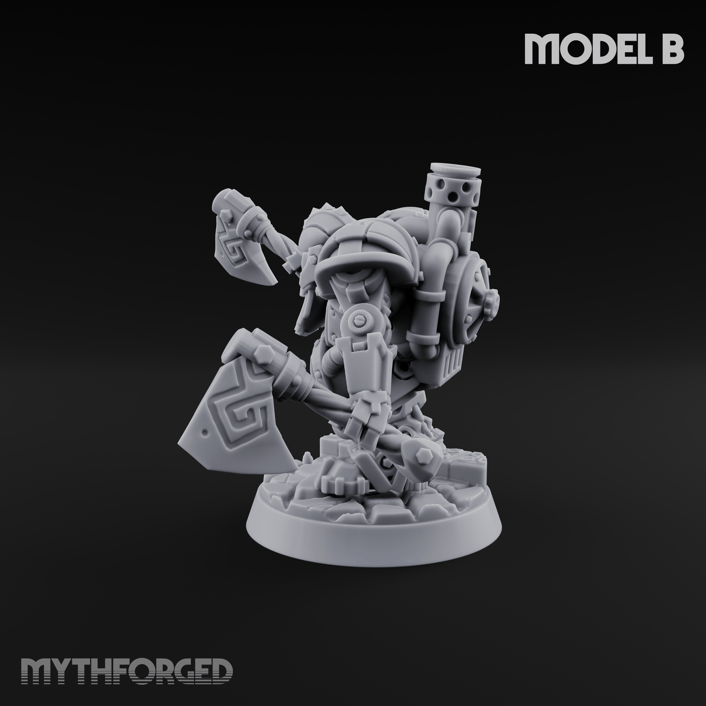 Shell Plated Striding Mech Dwarf Warriors B Miniature for Dungeons and Dragons, Pathfinder or other TTRPGs