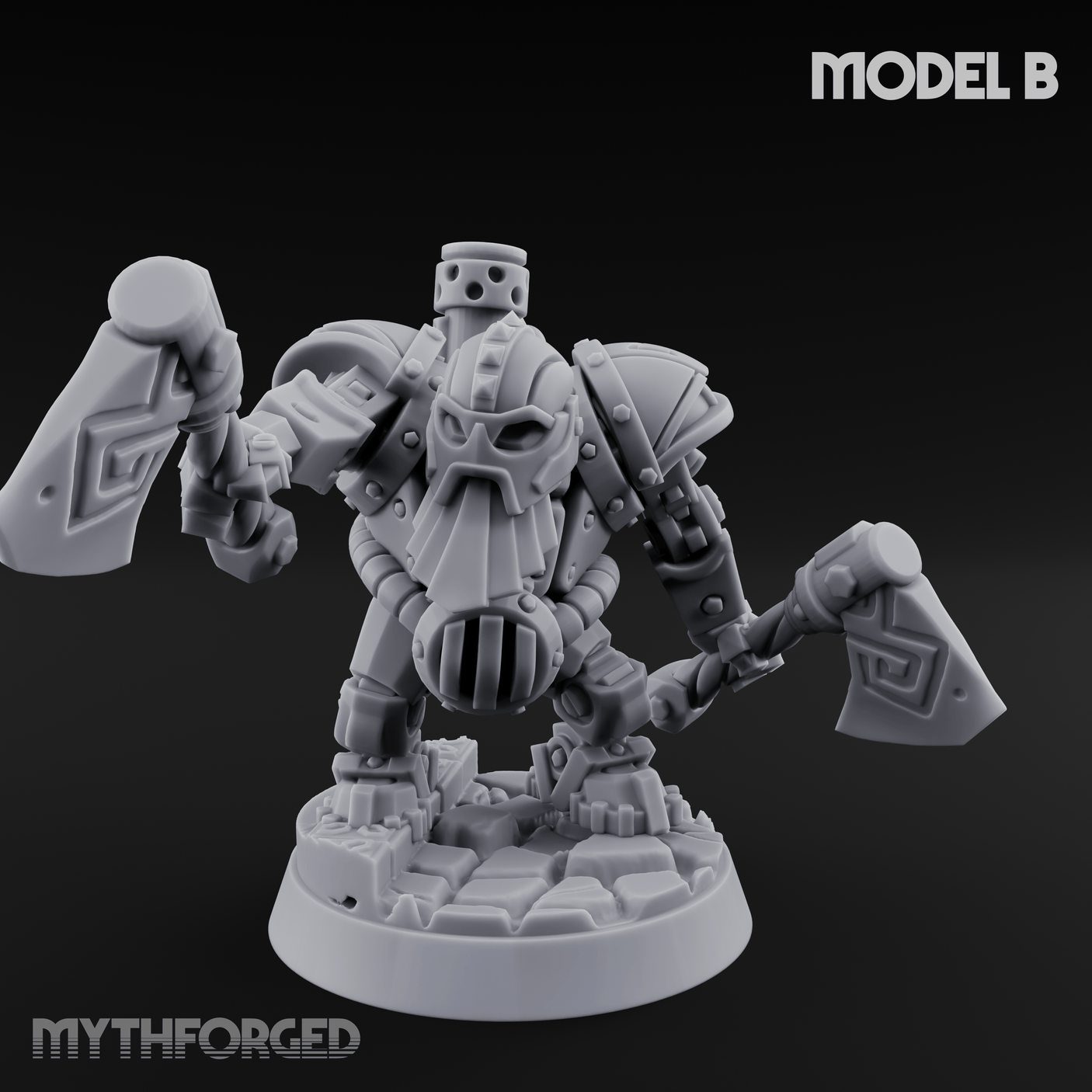 Shell Plated Striding Mech Dwarf Warriors B Miniature for Dungeons and Dragons, Pathfinder or other TTRPGs