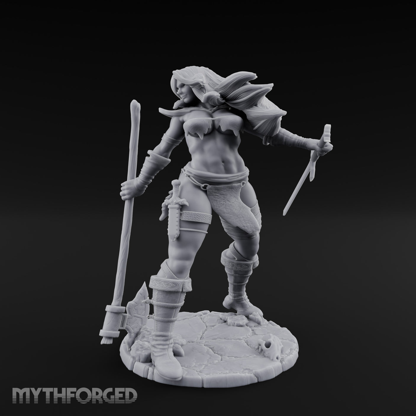 Axe And Dagger Human Warrior Miniature for Dungeons and Dragons, Pathfinder or other TTRPGs