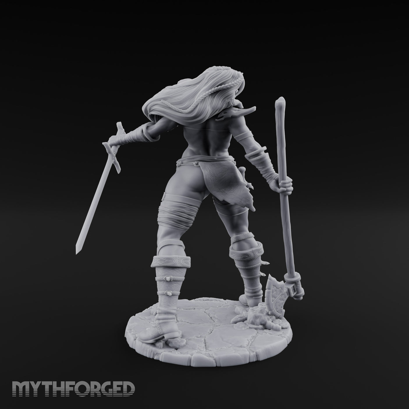 Axe And Dagger Human Warrior Miniature for Dungeons and Dragons, Pathfinder or other TTRPGs