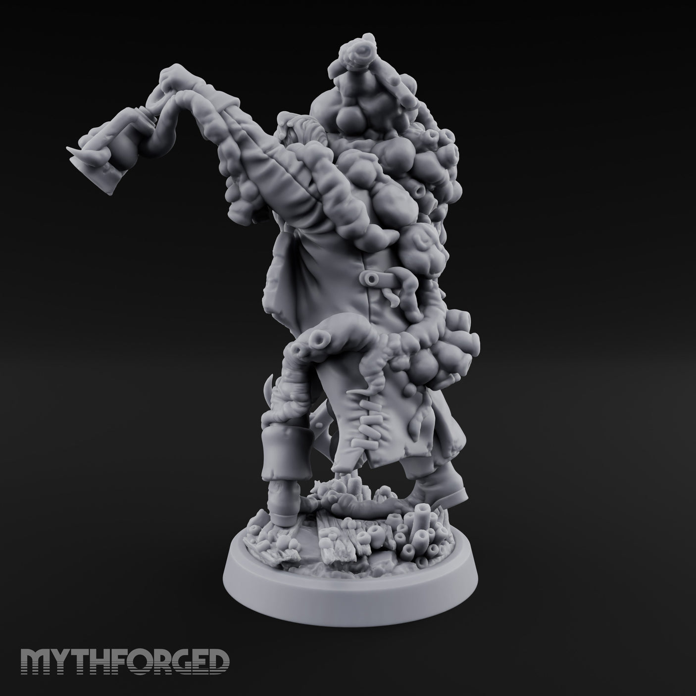 Axe Dangling Cauldron Hoisting Deep One Miniature for Dungeons and Dragons, Pathfinder or other TTRPGs