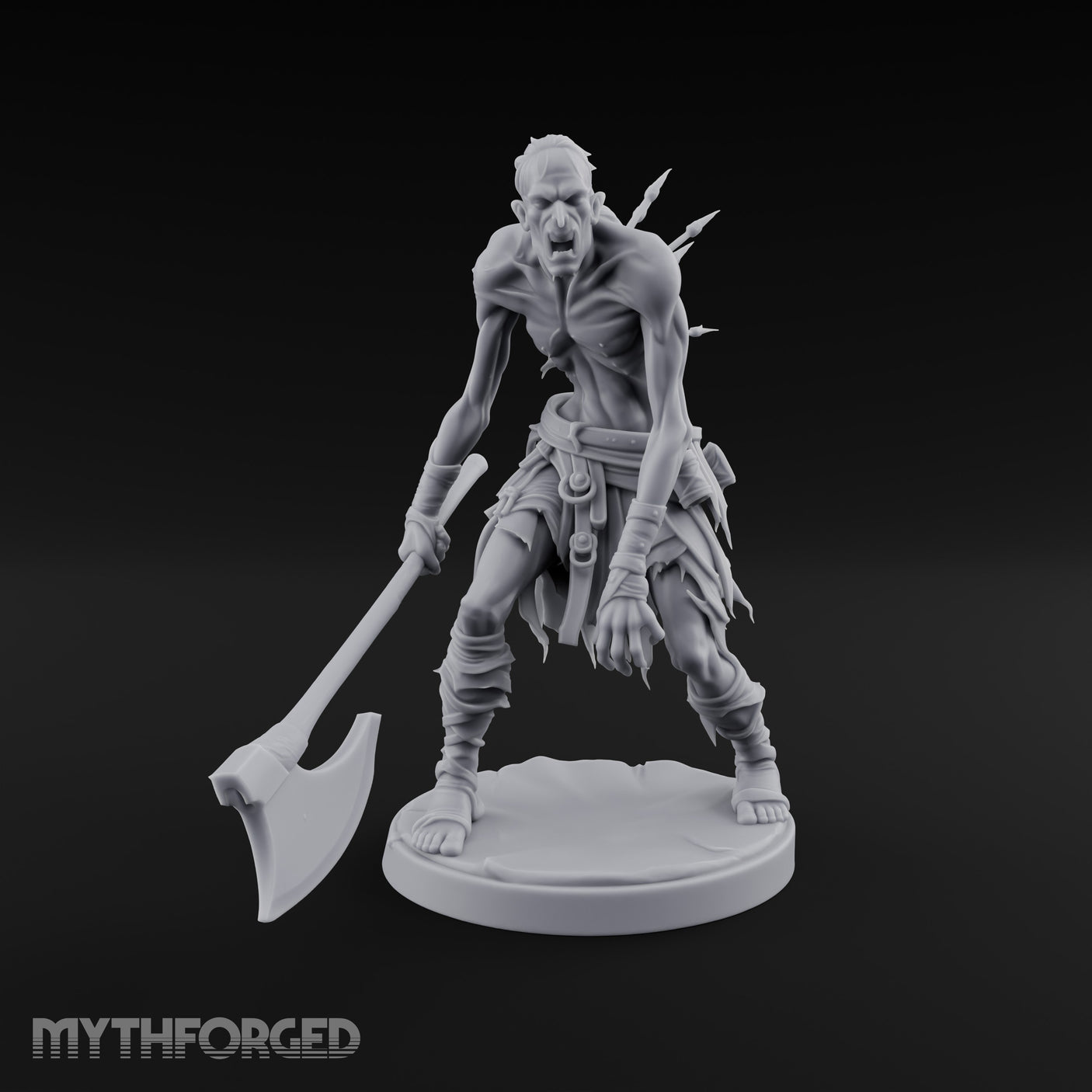 Axe Dragging Snarling Ghoul Marauder Miniature for Dungeons and Dragons, Pathfinder or other TTRPGs