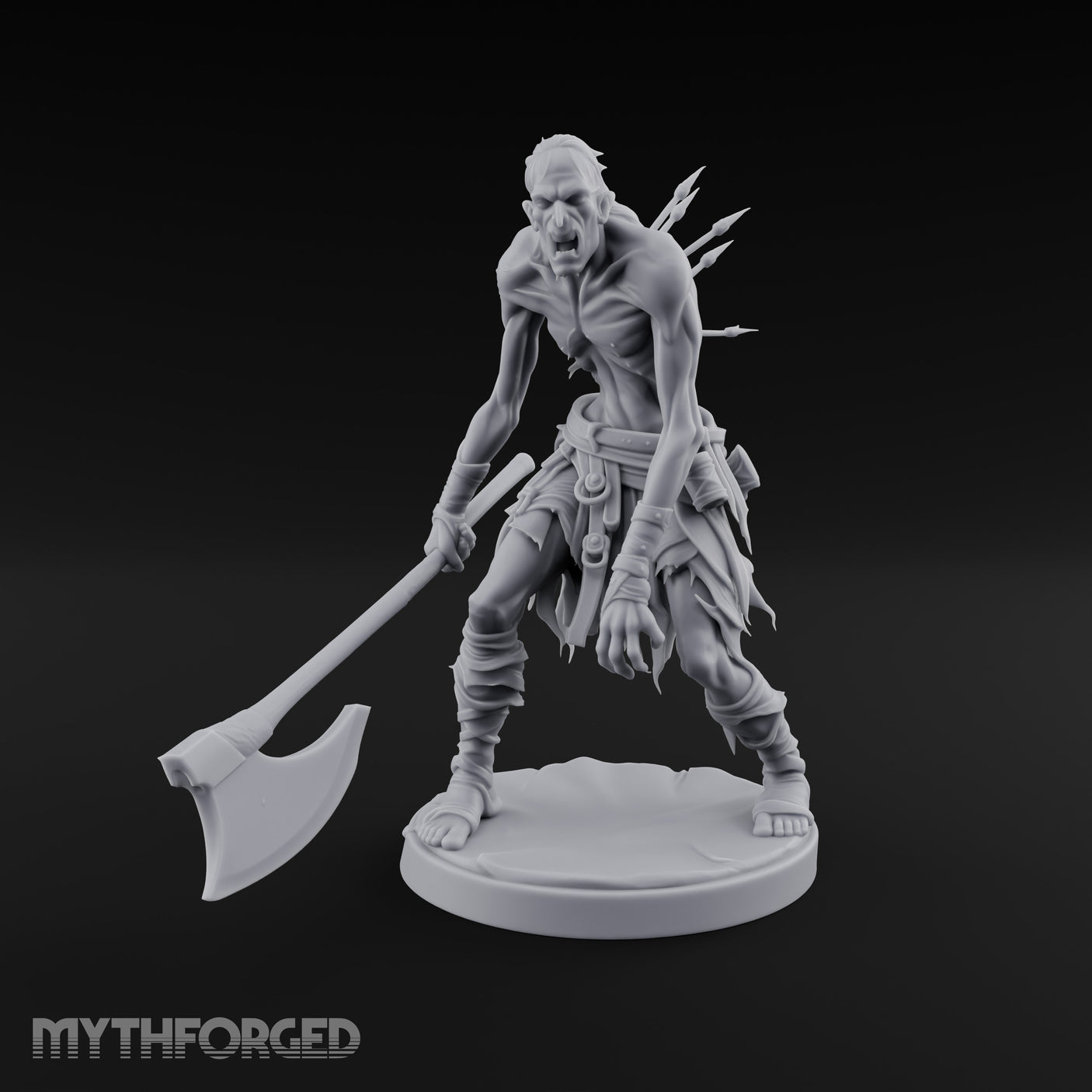 Axe Dragging Snarling Ghoul Marauder Miniature for Dungeons and Dragons, Pathfinder or other TTRPGs