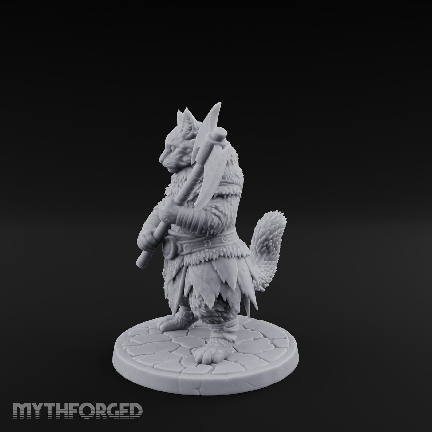 Axe Gripping Tabaxi Barbarian Miniature for Dungeons and Dragons, Pathfinder or other TTRPGs