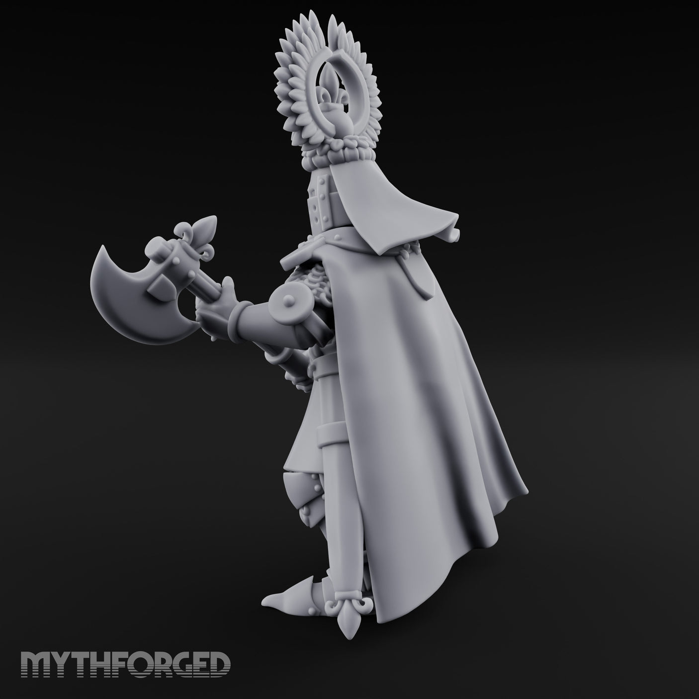 Axe Held Across Human Duke Miniature for Dungeons and Dragons, Pathfinder or other TTRPGs
