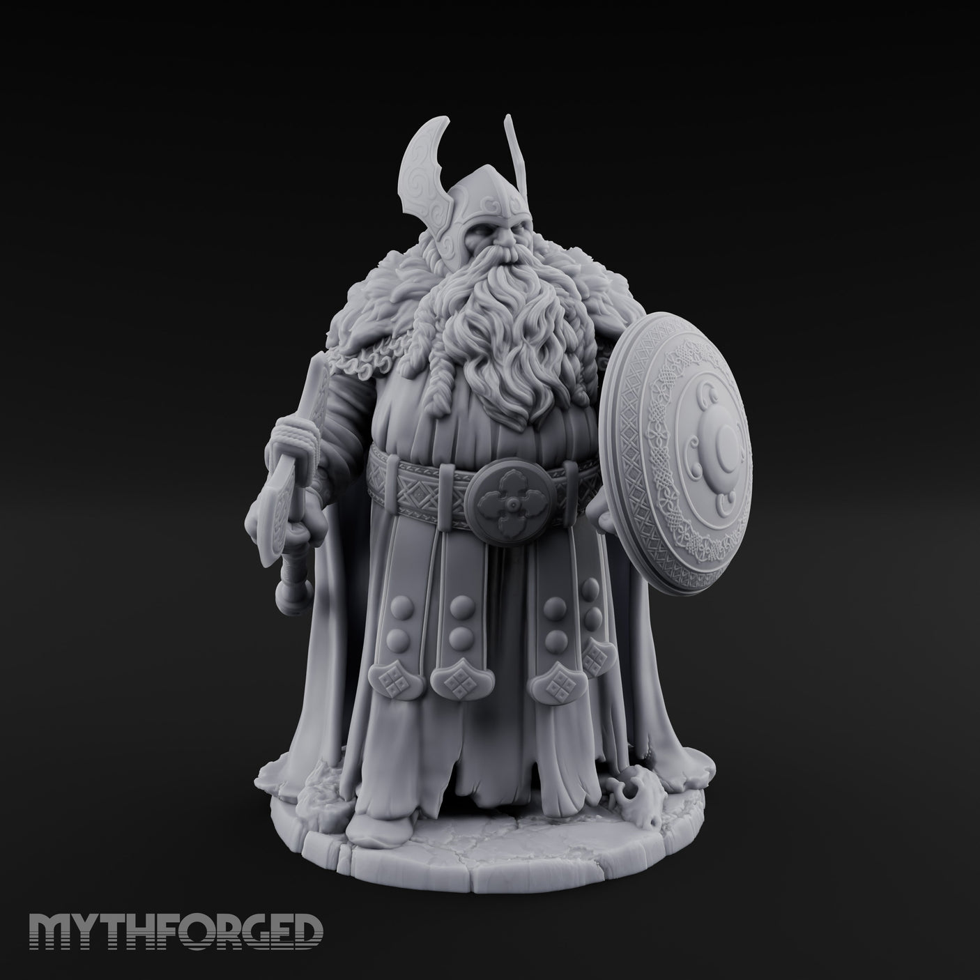 Axe Lowered Shield Bearing Dwarf Warlord Miniature for Dungeons and Dragons, Pathfinder or other TTRPGs