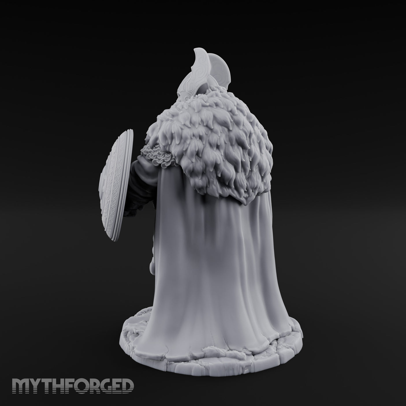 Axe Lowered Shield Bearing Dwarf Warlord Miniature for Dungeons and Dragons, Pathfinder or other TTRPGs