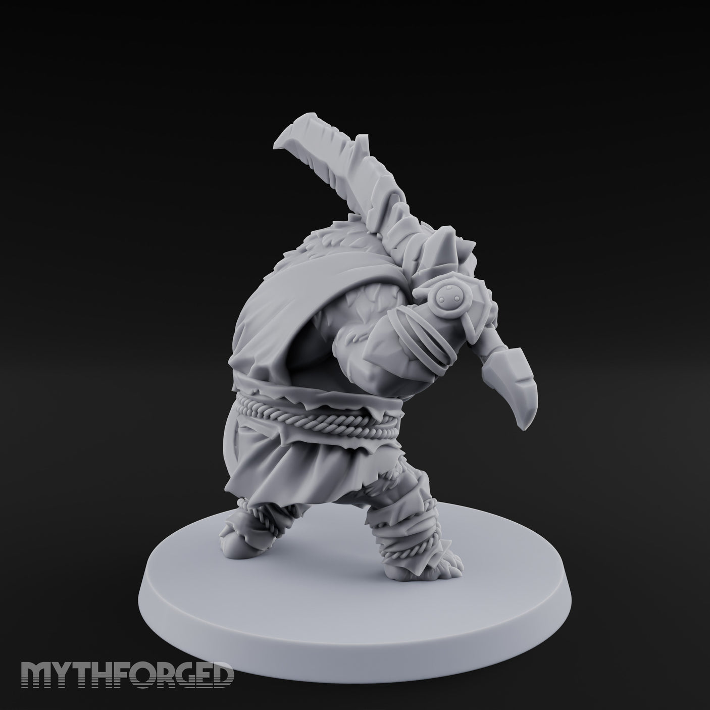 Axe Overhead Swinging Ursine Barbarian Miniature for Dungeons and Dragons, Pathfinder or other TTRPGs