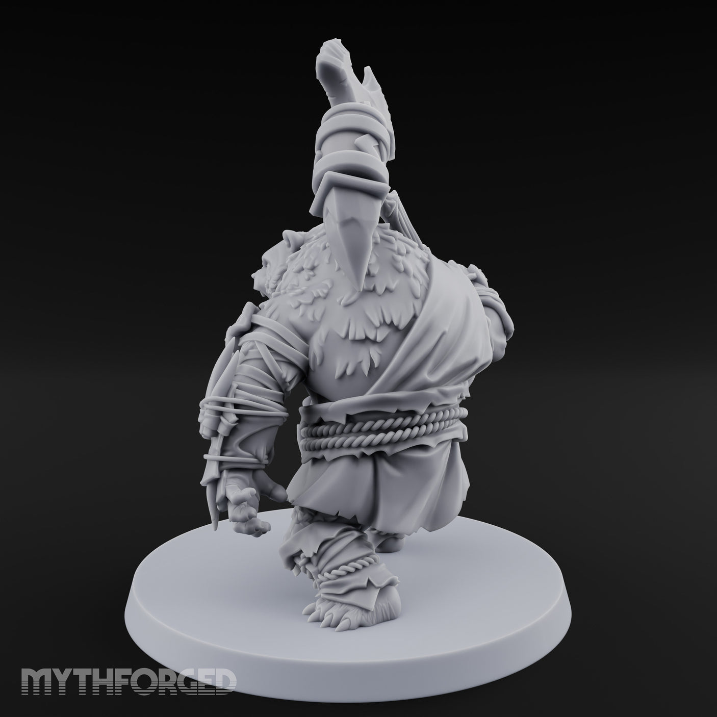 Axe Overhead Swinging Ursine Barbarian Miniature for Dungeons and Dragons, Pathfinder or other TTRPGs