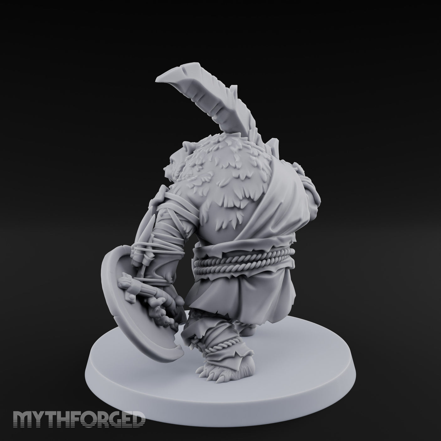 Axe Overhead Swinging Ursine Barbarian Miniature for Dungeons and Dragons, Pathfinder or other TTRPGs