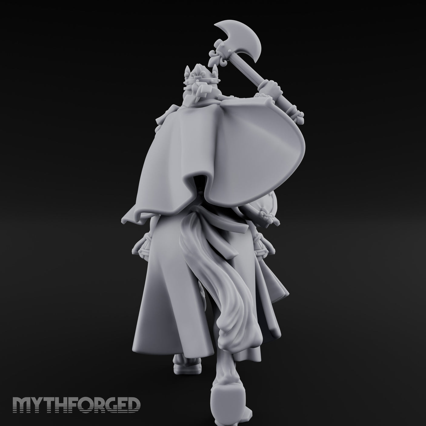 Axe Raised High Human King on Horseback Miniature for Dungeons and Dragons, Pathfinder or other TTRPGs