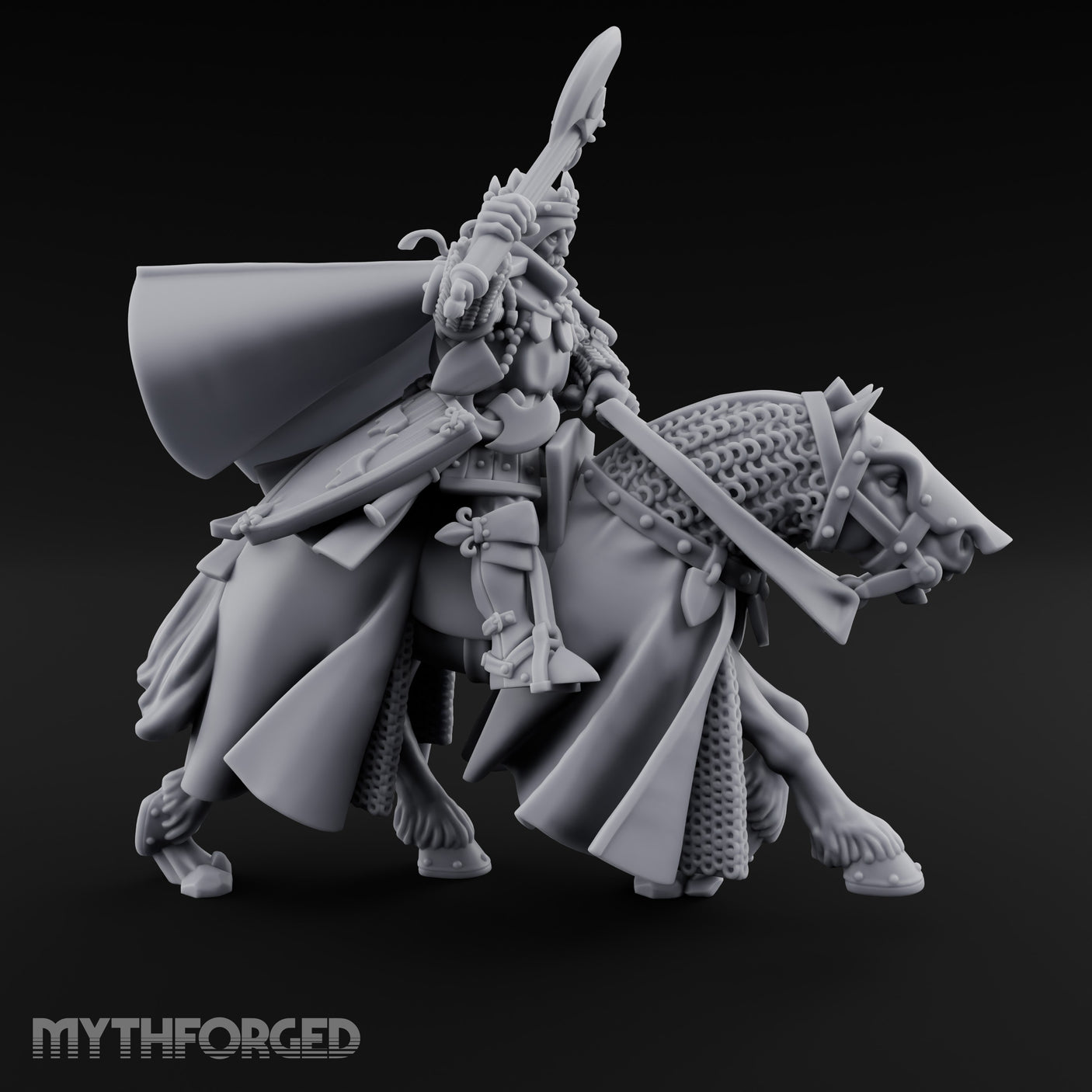 Axe Raised High Human King on Horseback Miniature for Dungeons and Dragons, Pathfinder or other TTRPGs