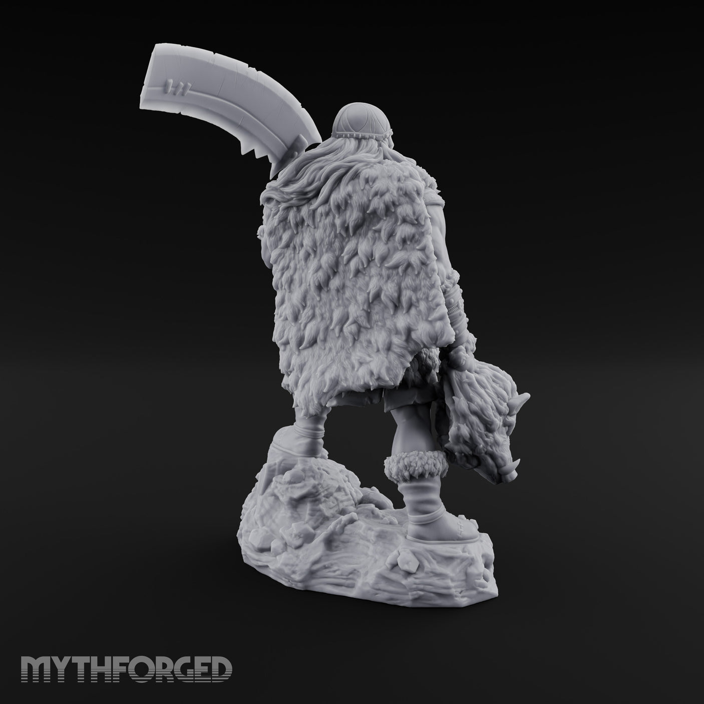 Axe Raised Striding Human Huntmaster Miniature for Dungeons and Dragons, Pathfinder or other TTRPGs