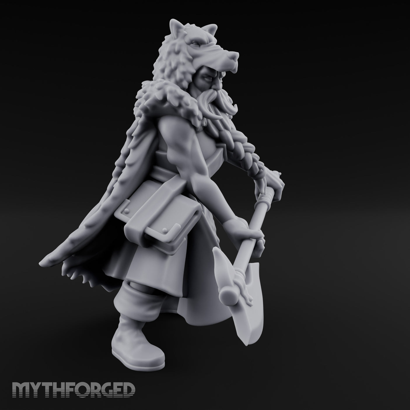 Axe Resting Braided Beard Druid Miniature for Dungeons and Dragons, Pathfinder or other TTRPGs
