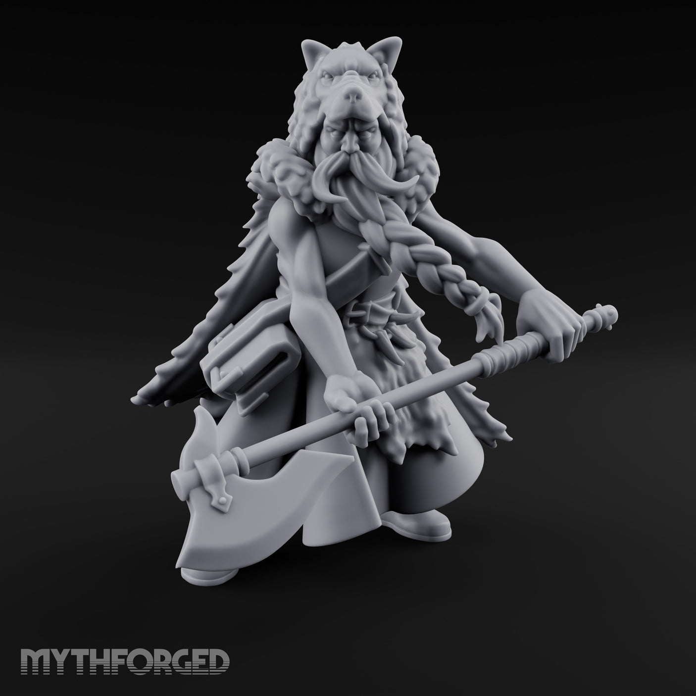Axe Resting Braided Beard Druid Miniature for Dungeons and Dragons, Pathfinder or other TTRPGs