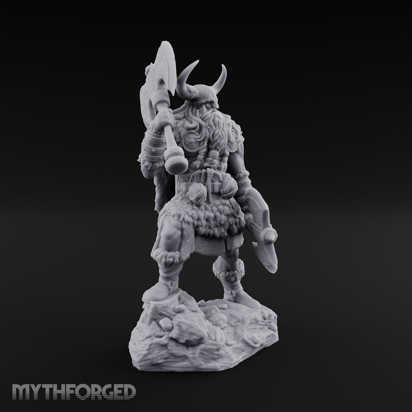 Axe Shouldered Knee Raised Human Viking Miniature for Dungeons and Dragons, Pathfinder or other TTRPGs