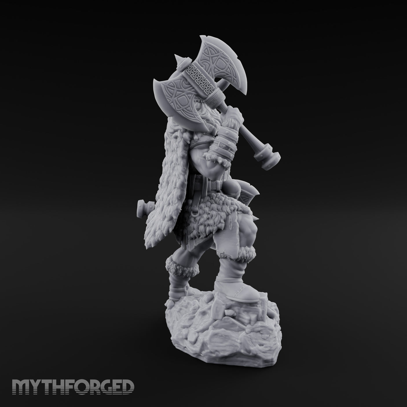 Axe Shouldered Knee Raised Human Viking Miniature for Dungeons and Dragons, Pathfinder or other TTRPGs