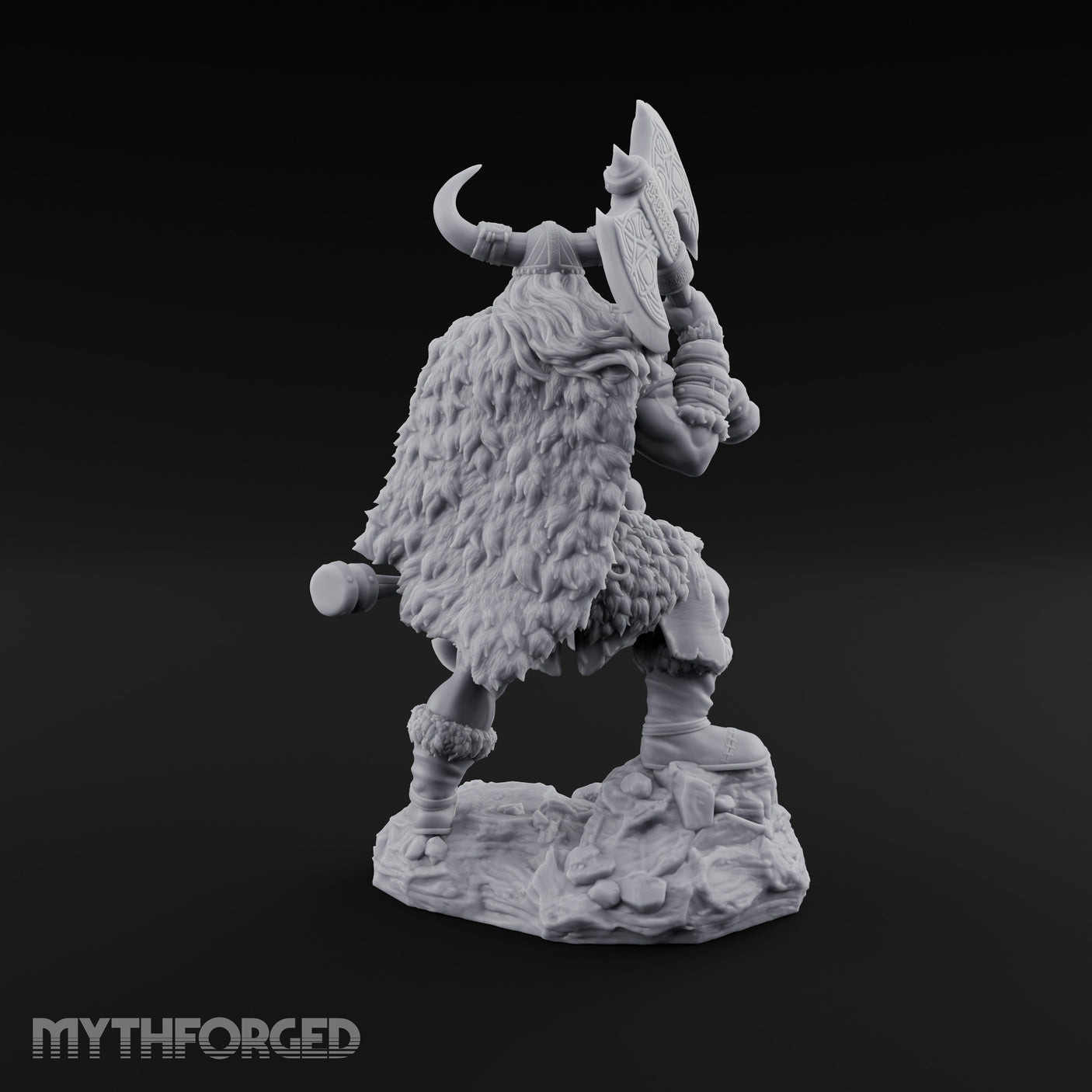 Axe Shouldered Knee Raised Human Viking Miniature for Dungeons and Dragons, Pathfinder or other TTRPGs