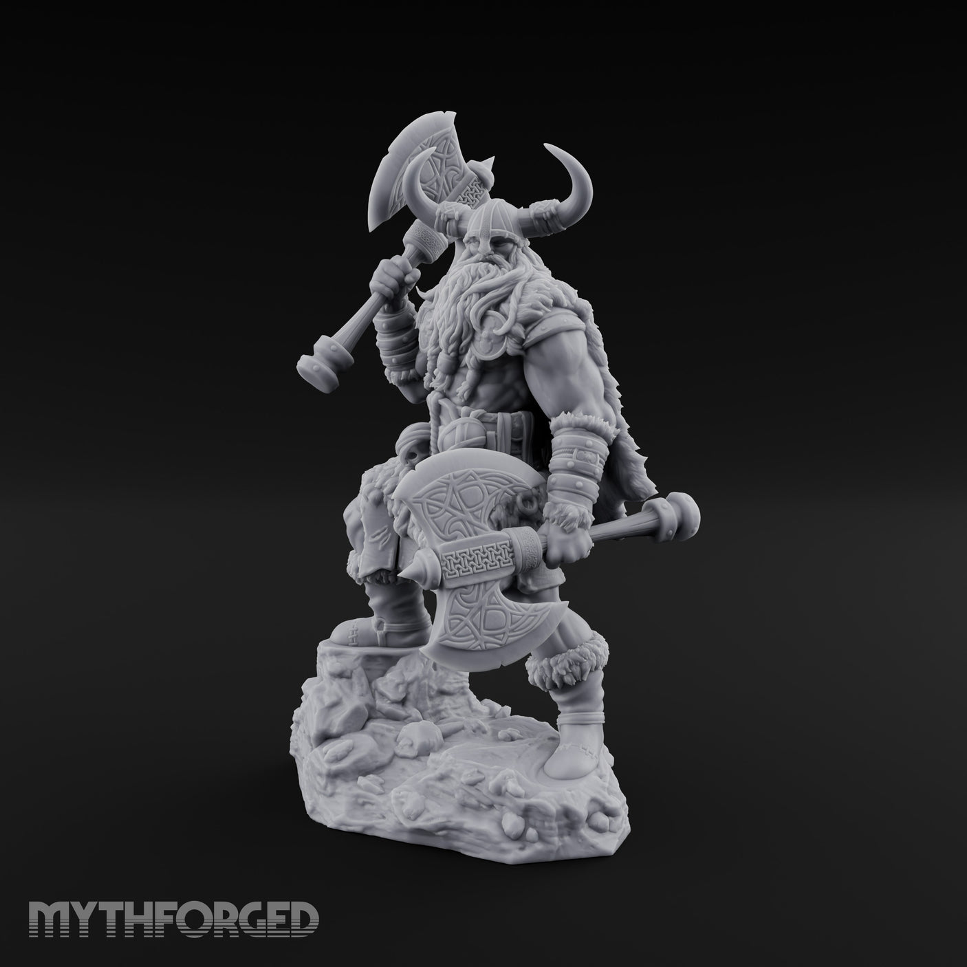 Axe Shouldered Knee Raised Human Viking Miniature for Dungeons and Dragons, Pathfinder or other TTRPGs