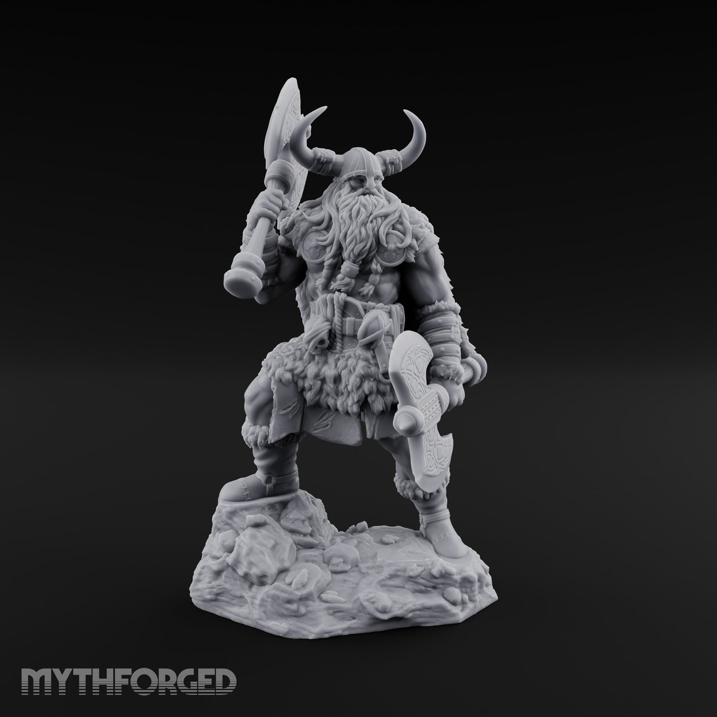 Axe Shouldered Knee Raised Human Viking Miniature for Dungeons and Dragons, Pathfinder or other TTRPGs