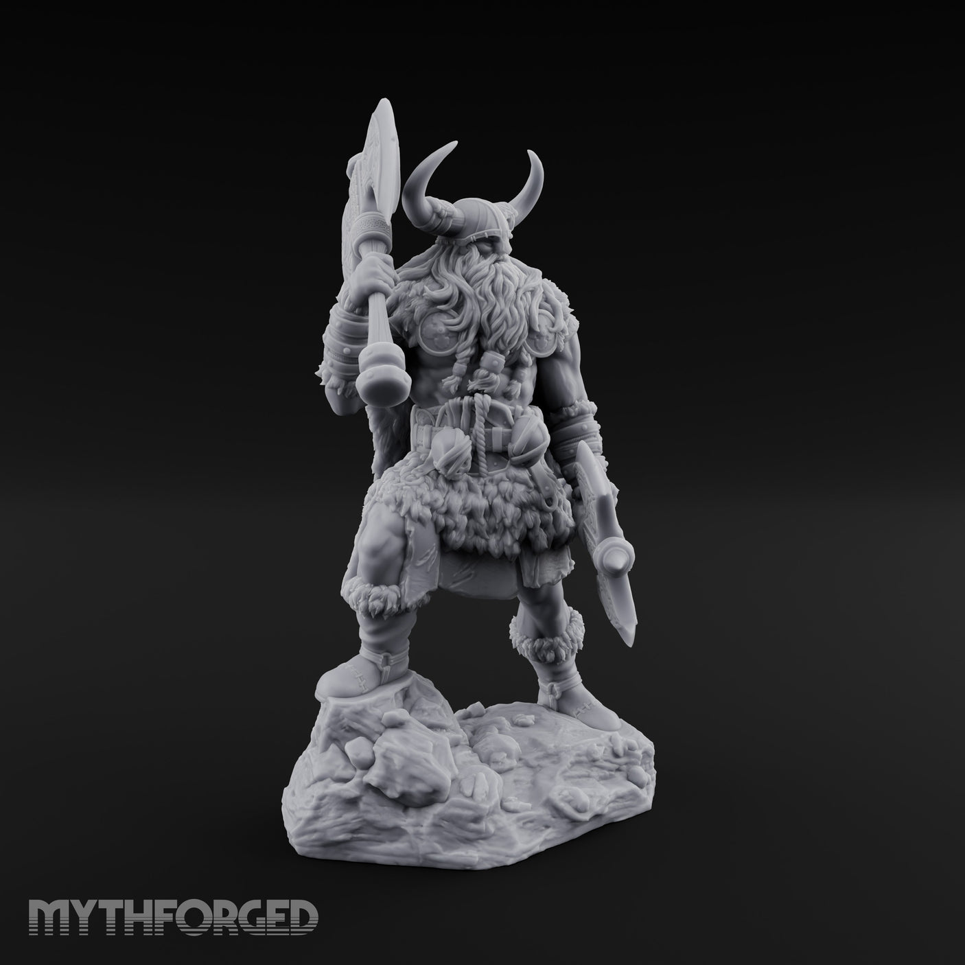 Axe Shouldered Knee Raised Human Viking Miniature for Dungeons and Dragons, Pathfinder or other TTRPGs