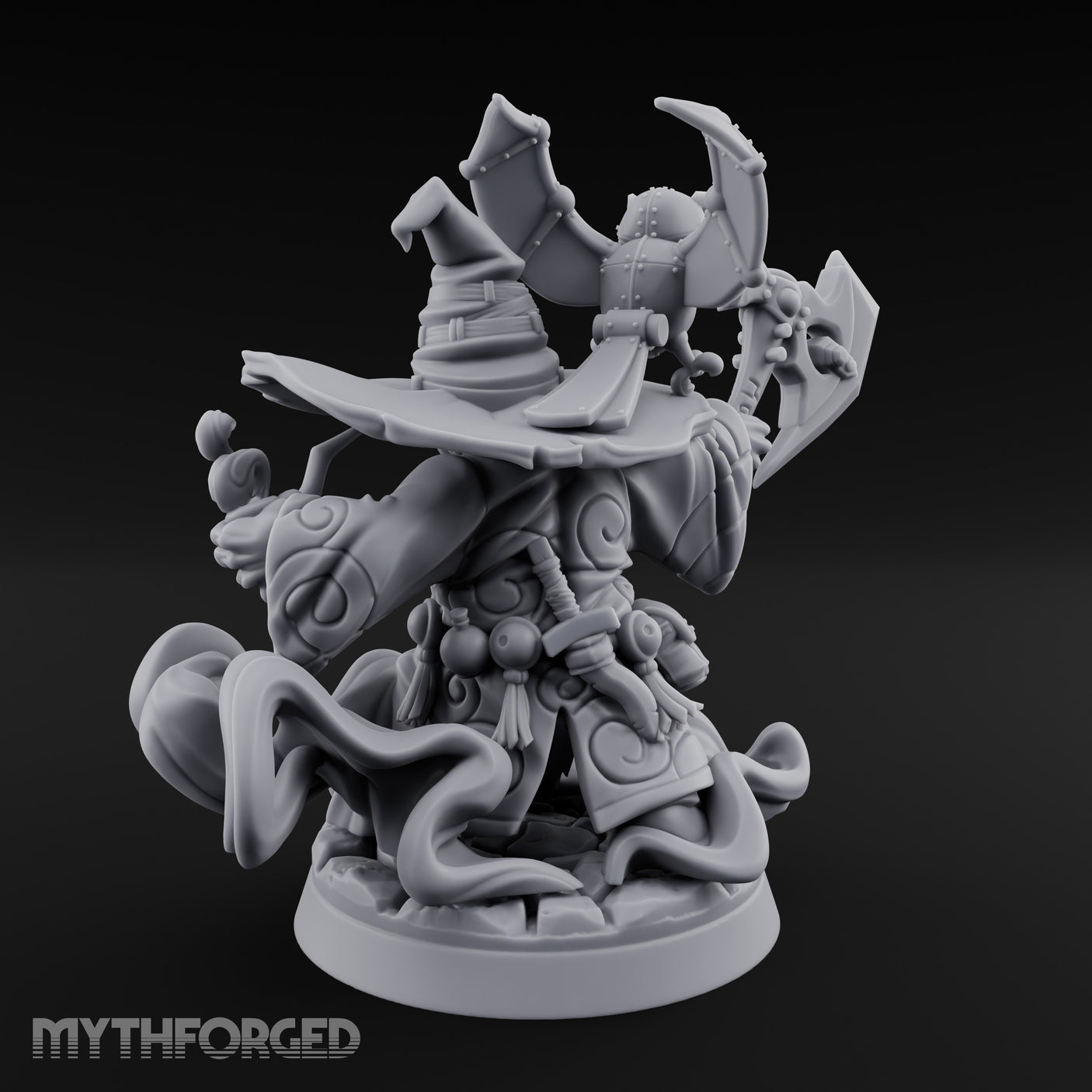 Axe Swinging Familiar Perching Gnome Warlock Miniature for Dungeons and Dragons, Pathfinder or other TTRPGs