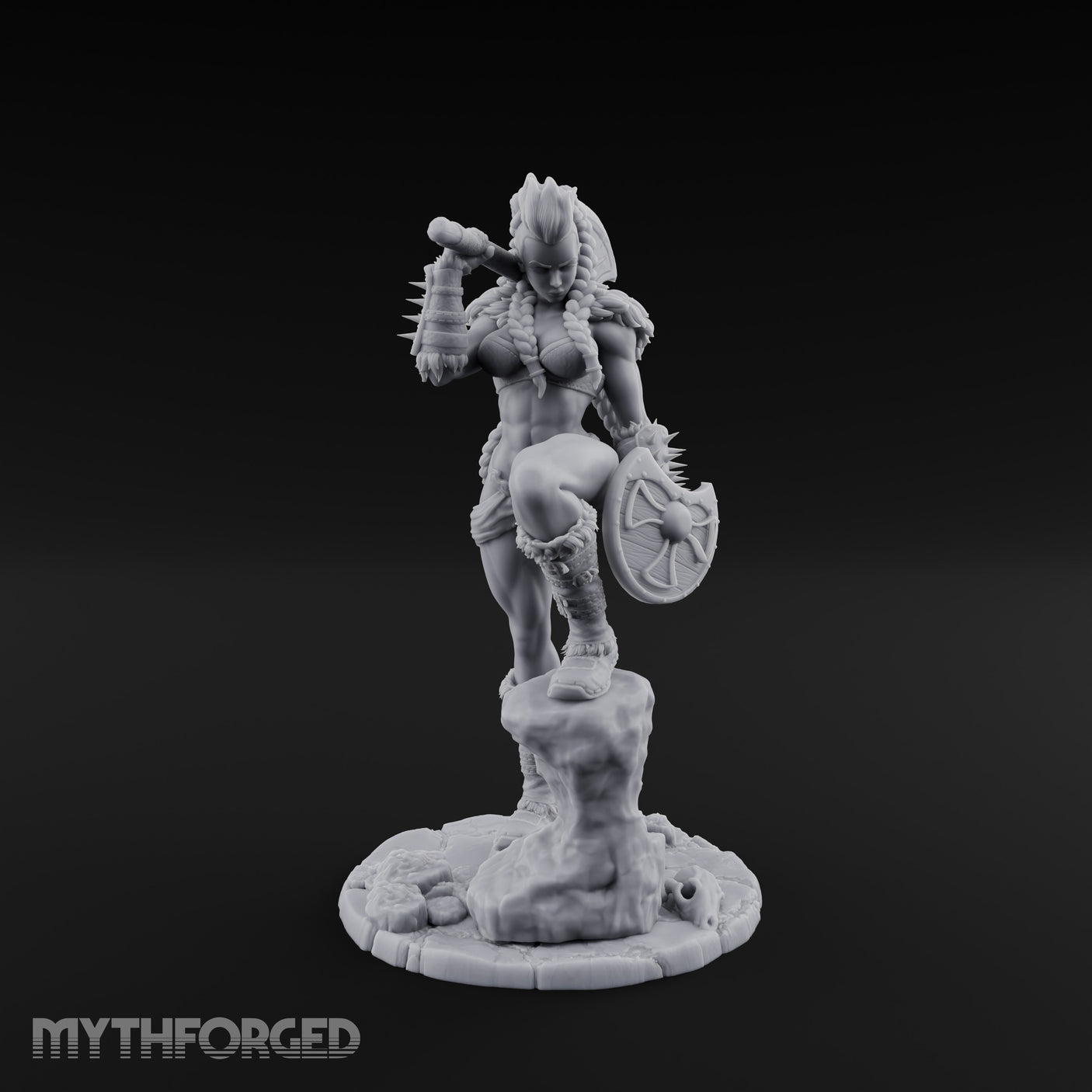 Axe Swinging Knee Raised Human Barbarian Miniature for Dungeons and Dragons, Pathfinder or other TTRPGs