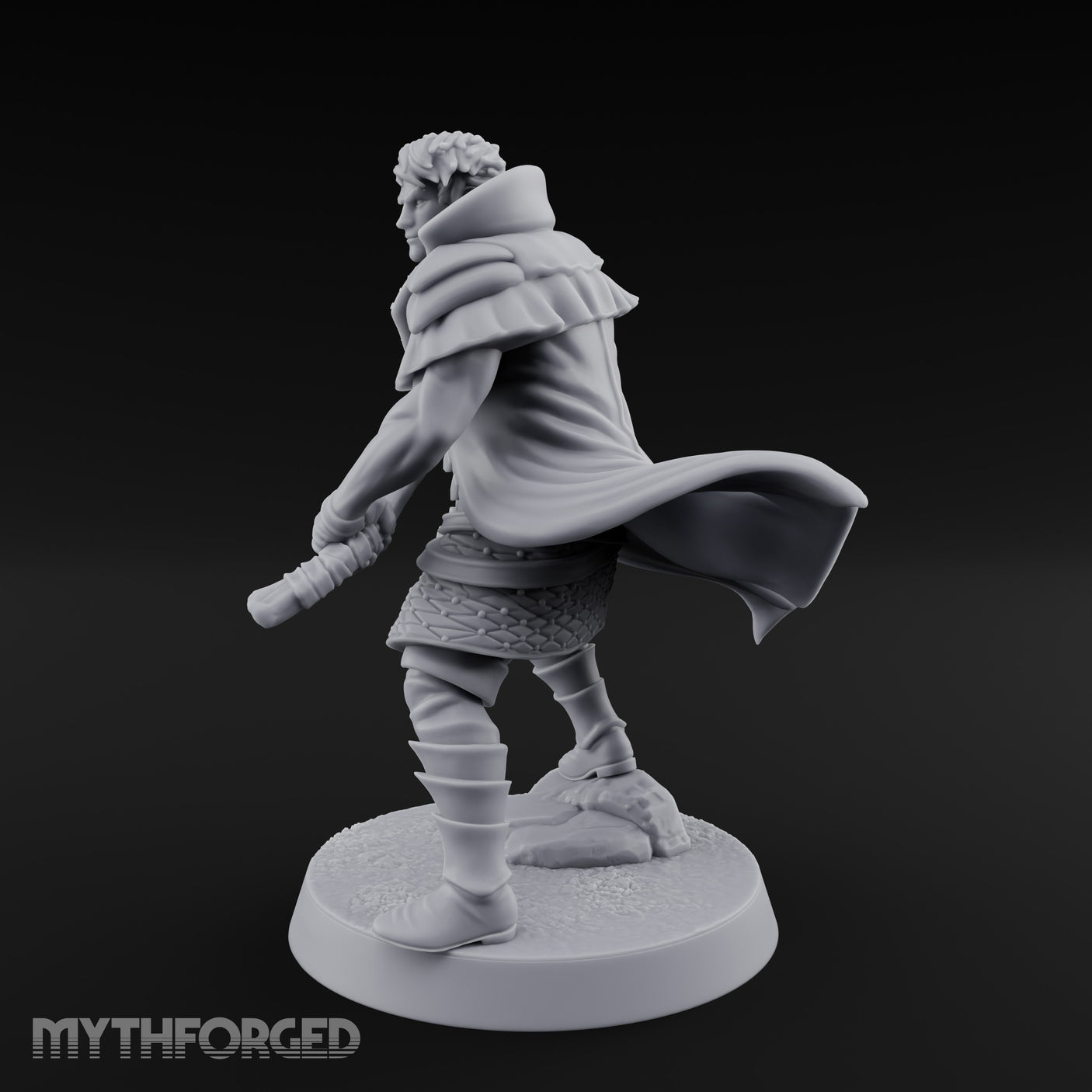 Axe Swinging Lunge Human Hunter Miniature for Dungeons and Dragons, Pathfinder or other TTRPGs