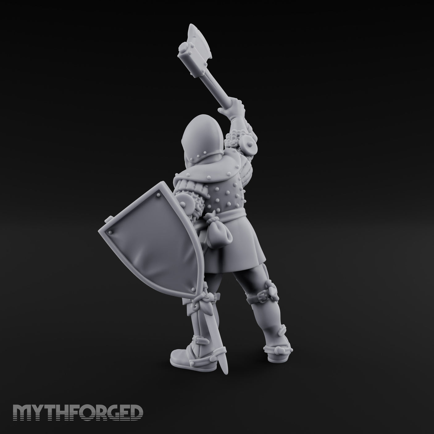 Axe Swinging Yelling Human Captain Miniature for Dungeons and Dragons, Pathfinder or other TTRPGs