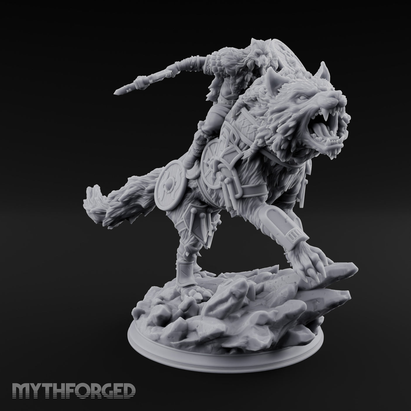 Axe Thrusting Wolf Rider gallery 1
