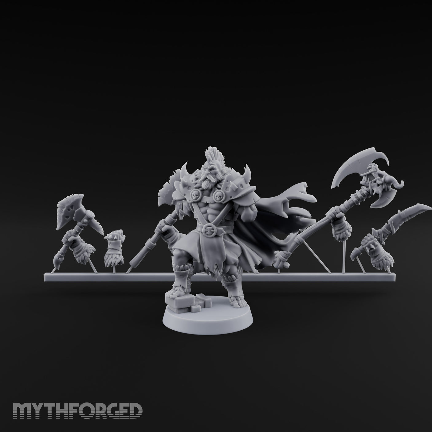Axe Wielding Human Barbarian Miniature for Dungeons and Dragons, Pathfinder or other TTRPGs