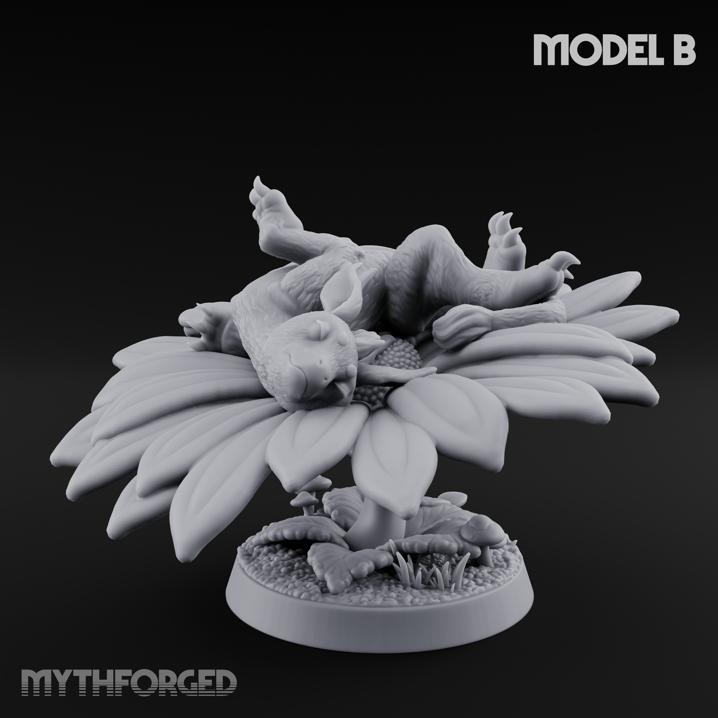 Curled Up Slumbering Faerie Dragon Wyrmling B Miniature for Dungeons and Dragons, Pathfinder or other TTRPGs
