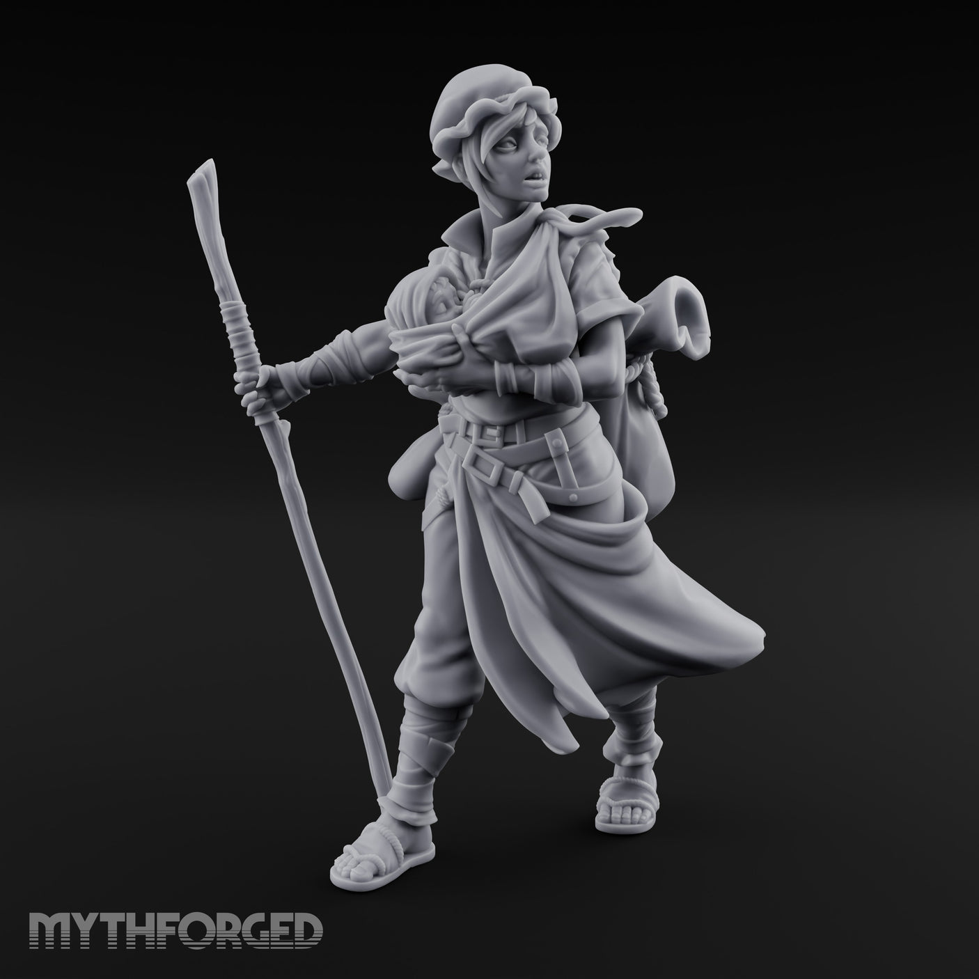 Baby Clutching Frantic Human Refugee Miniature for Dungeons and Dragons, Pathfinder or other TTRPGs