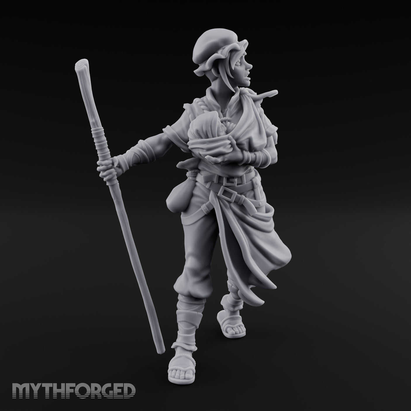 Baby Clutching Frantic Human Refugee Miniature for Dungeons and Dragons, Pathfinder or other TTRPGs