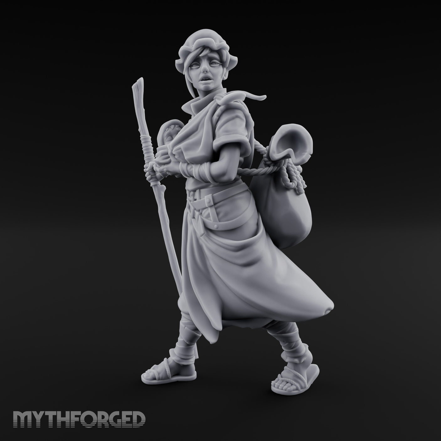 Baby Clutching Frantic Human Refugee Miniature for Dungeons and Dragons, Pathfinder or other TTRPGs