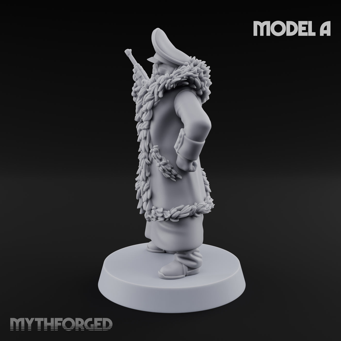 Pistol Toting Fur Lined Skeleton Masked Commissar A Miniature for Dungeons and Dragons, Pathfinder or other TTRPGs