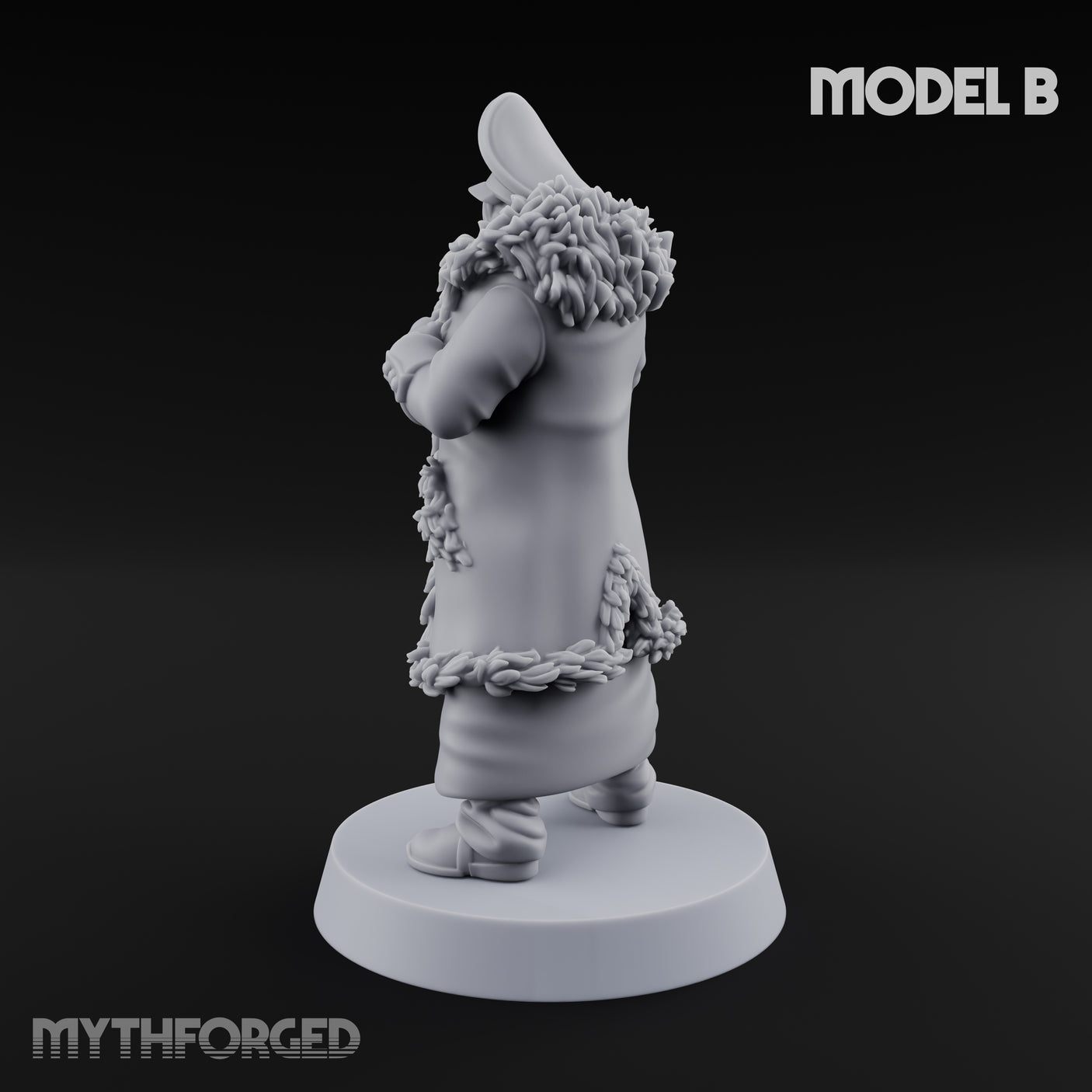 Pistol Toting Fur Lined Skeleton Masked Commissar B Miniature for Dungeons and Dragons, Pathfinder or other TTRPGs