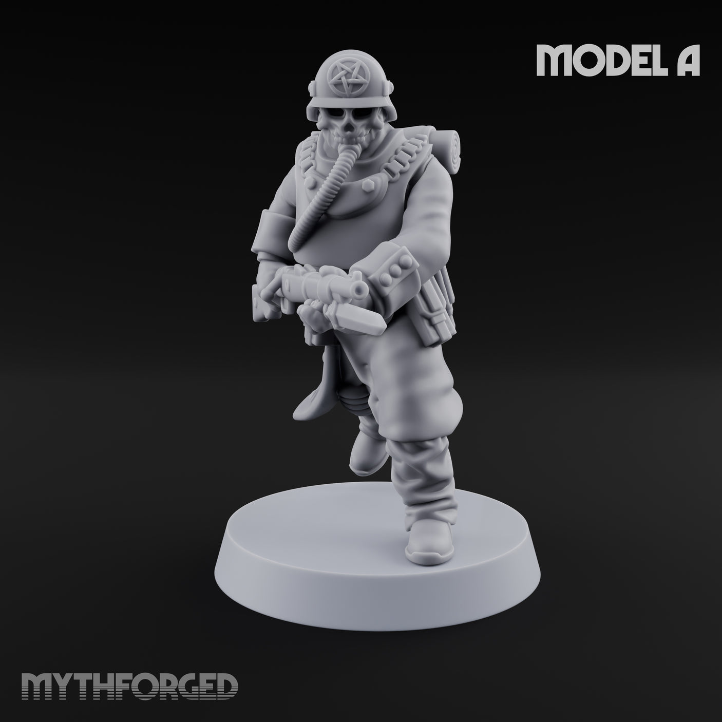 Gas-Masked Trenchcoated Skeleton Trooper A Miniature for Dungeons and Dragons, Pathfinder or other TTRPGs
