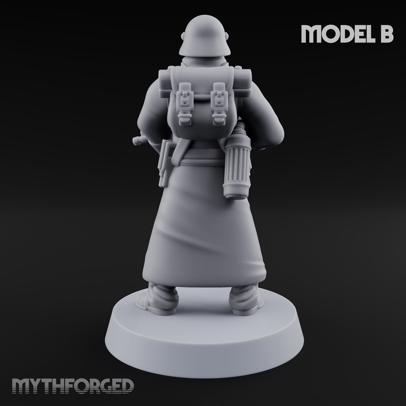 Gas-Masked Trenchcoated Skeleton Trooper B Miniature for Dungeons and Dragons, Pathfinder or other TTRPGs