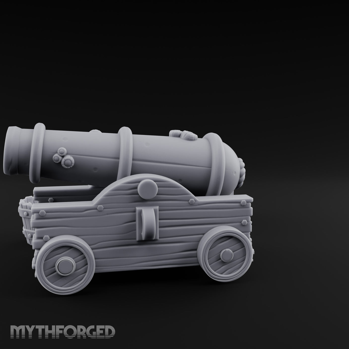 Ball-Stacked Rope-Trussed Ship Cannon and Ammunition Scene Miniature for Dungeons and Dragons, Pathfinder or other TTRPGs