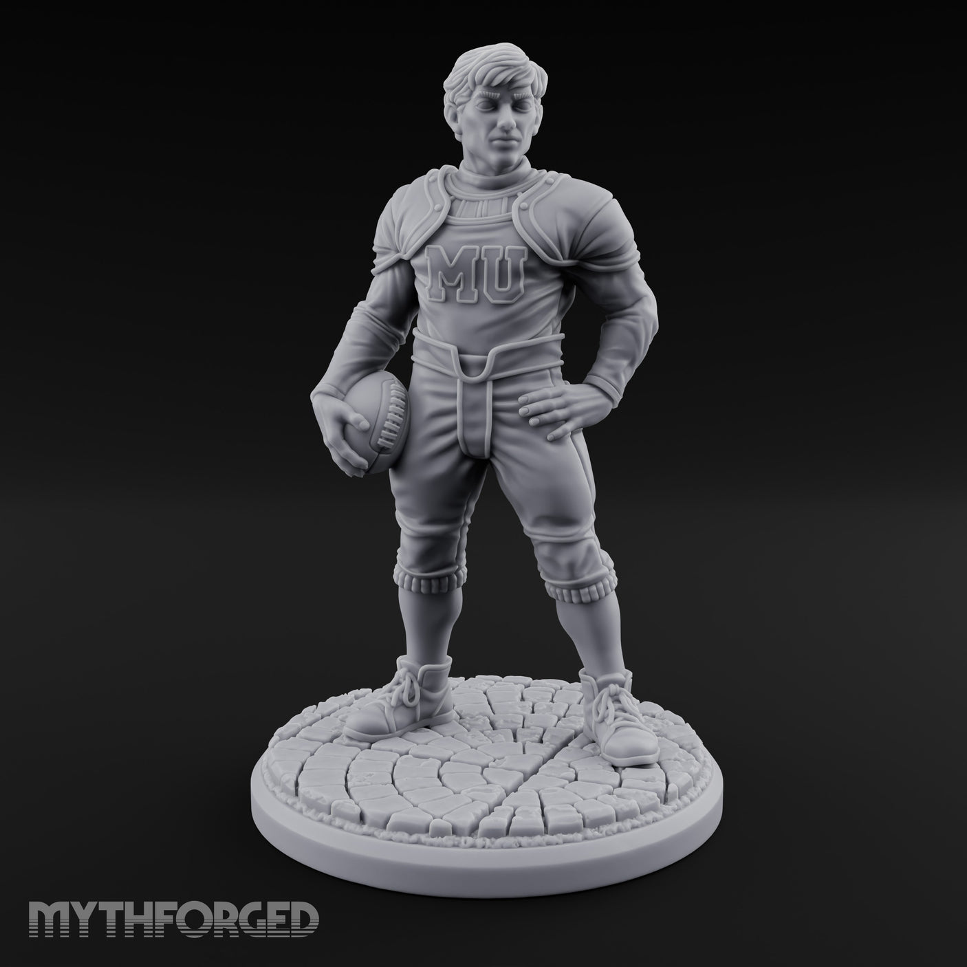 Ball Tucking Human Athlete Miniature for Dungeons and Dragons, Pathfinder or other TTRPGs