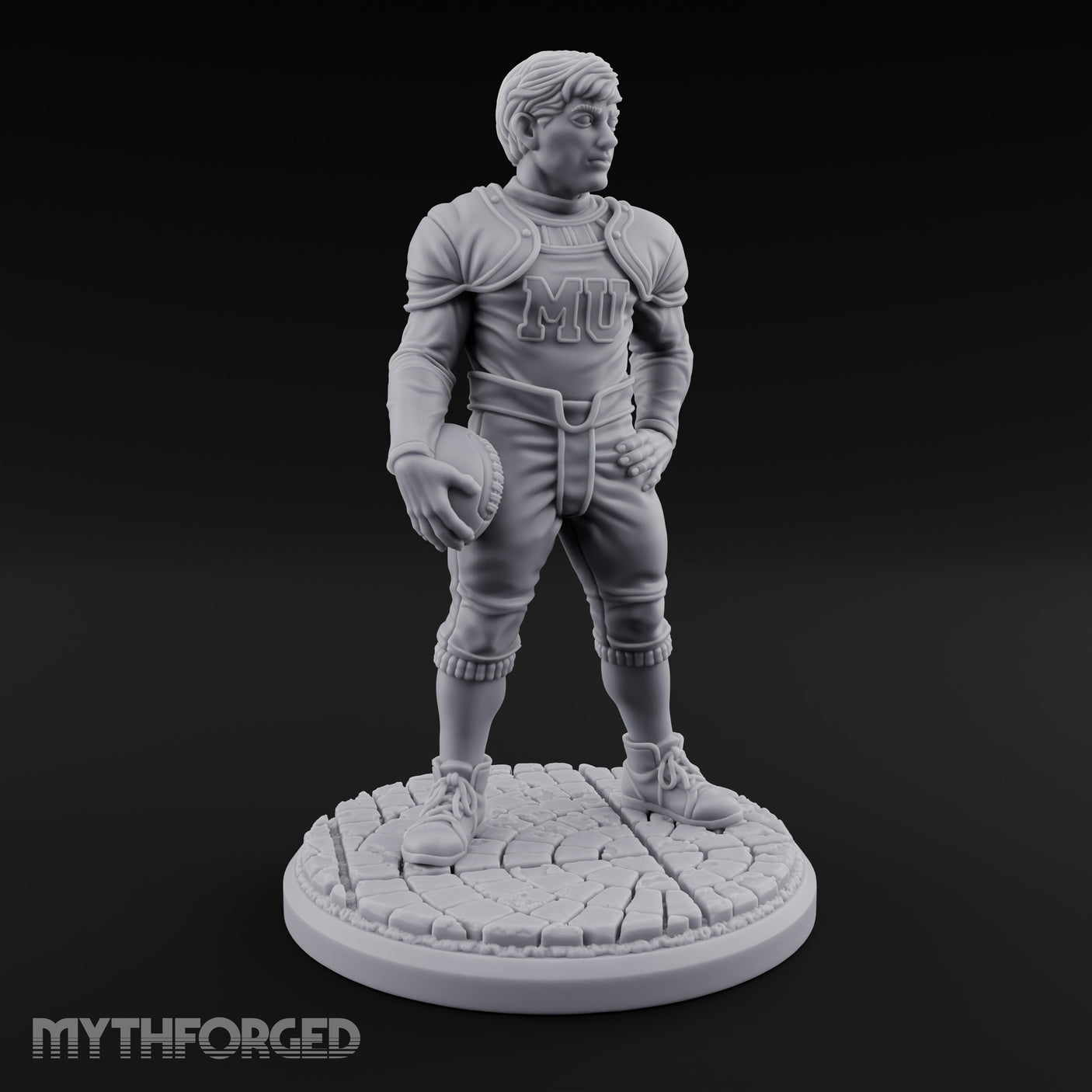 Ball Tucking Human Athlete Miniature for Dungeons and Dragons, Pathfinder or other TTRPGs