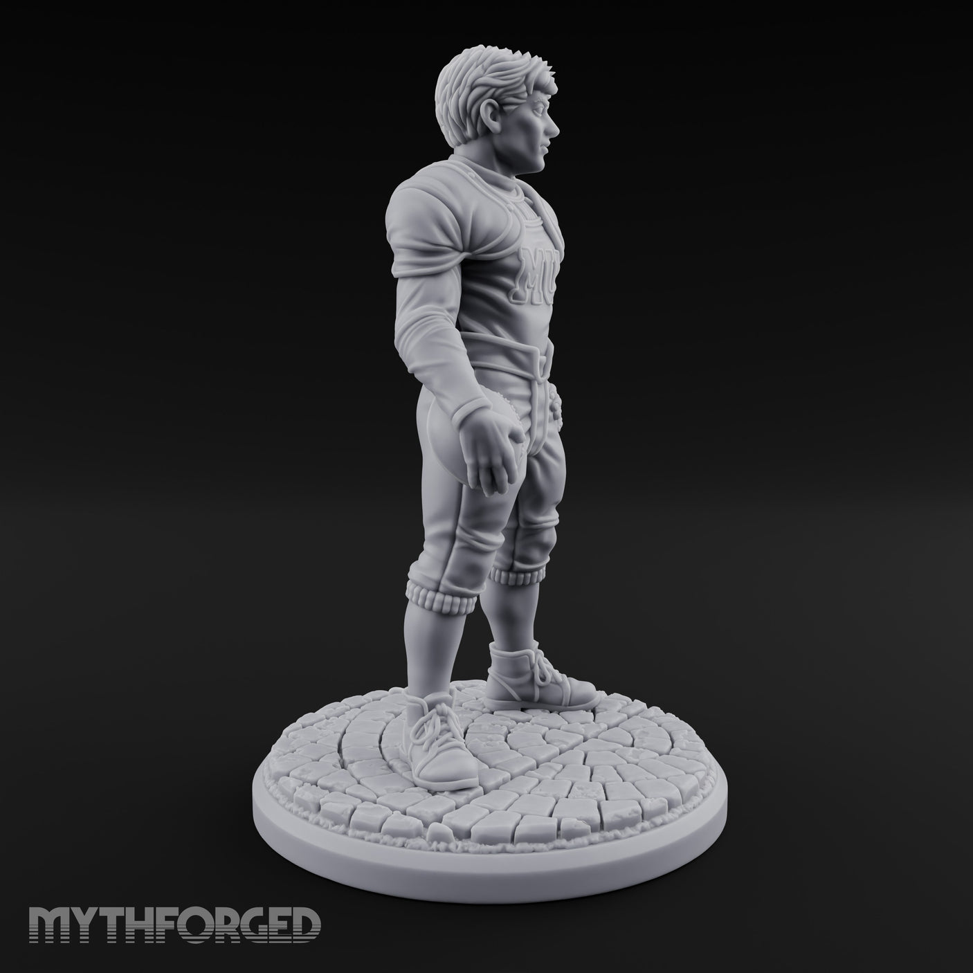 Ball Tucking Human Athlete Miniature for Dungeons and Dragons, Pathfinder or other TTRPGs